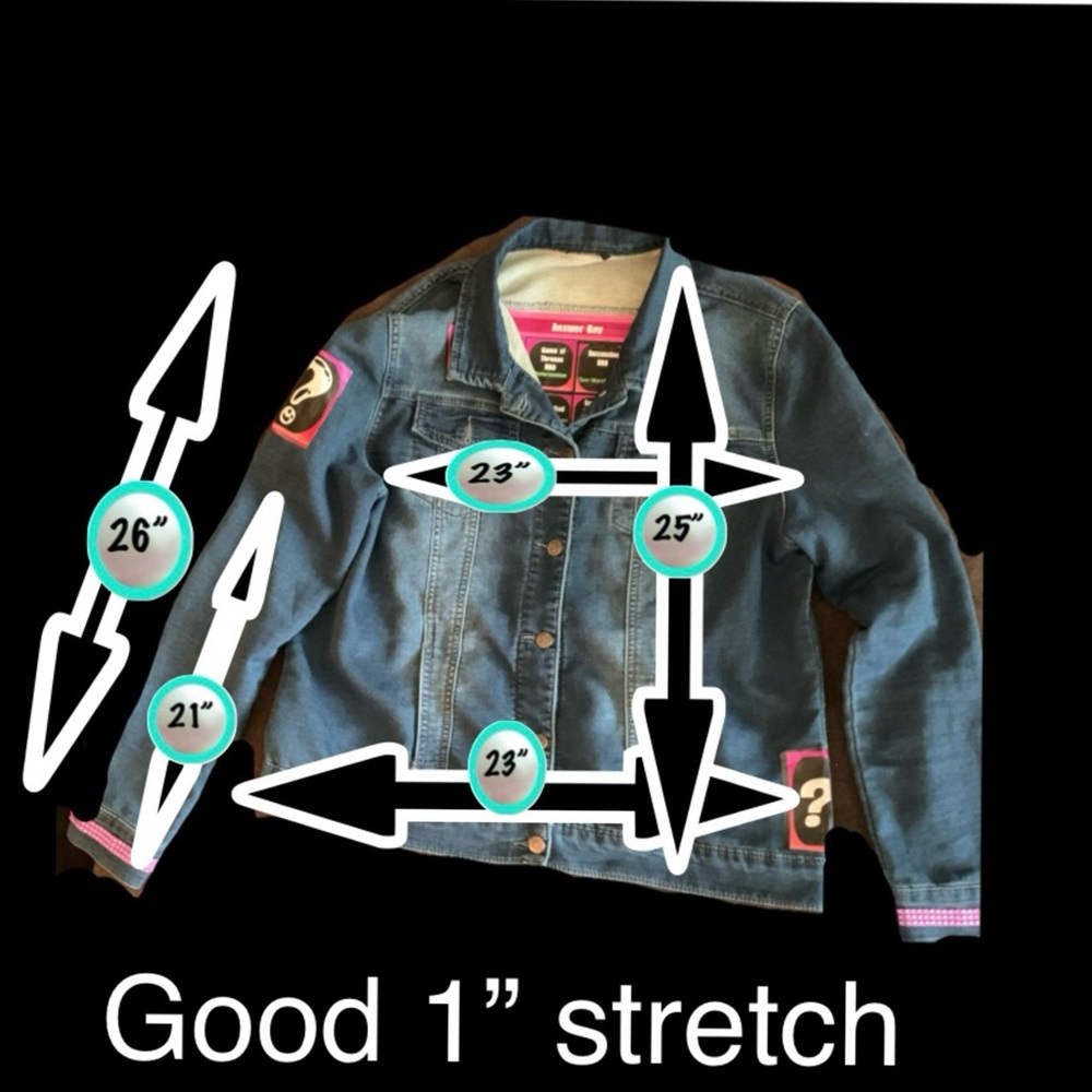 Upcycled Back Jacket Trivia Denim Jacket with Clues to TV Shows on the Back. - Picture 13 of 13